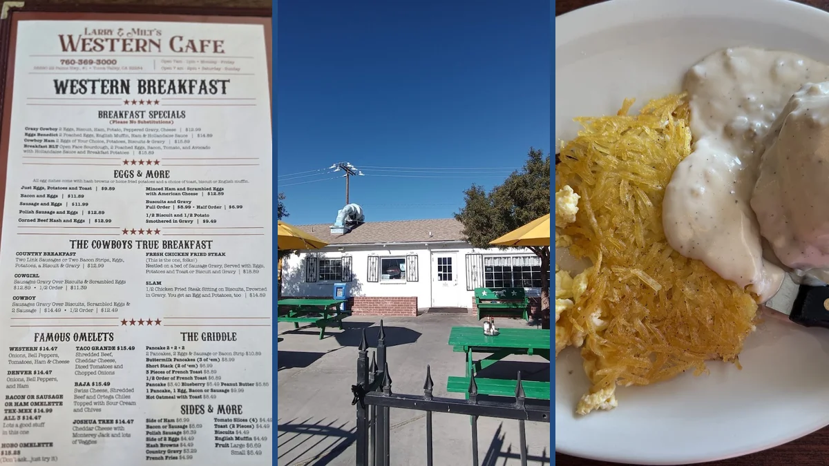 Cozy Western cafe tables and booth seating