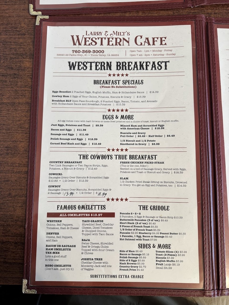 Printed menu with coffee and tea