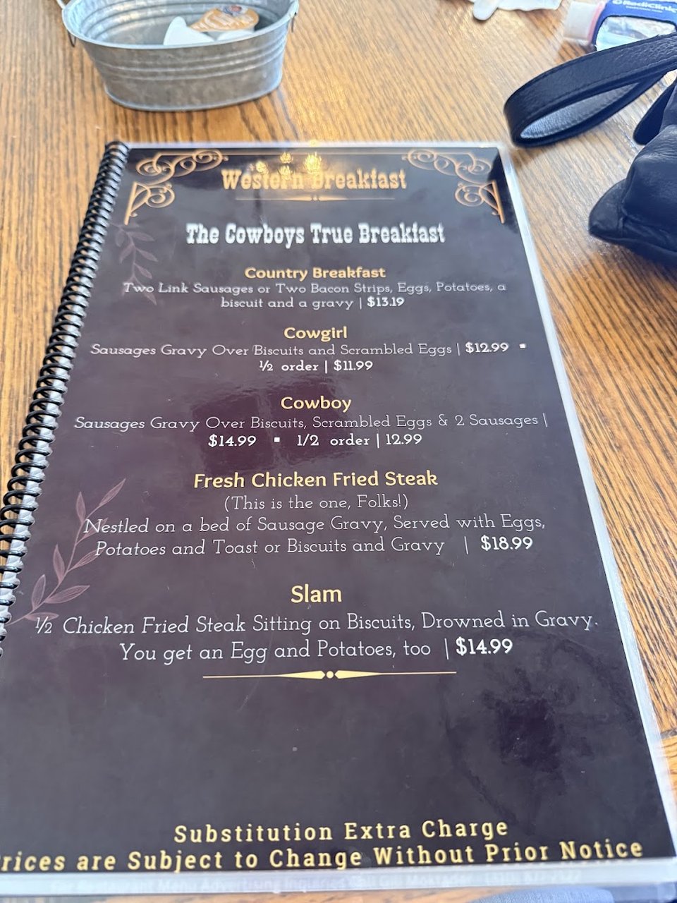 Menu board with breakfast and lunch choices